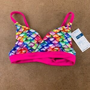 Fin Fun Girls Size Large Rainbow Reef Pink Reversible Bikini Top NWT